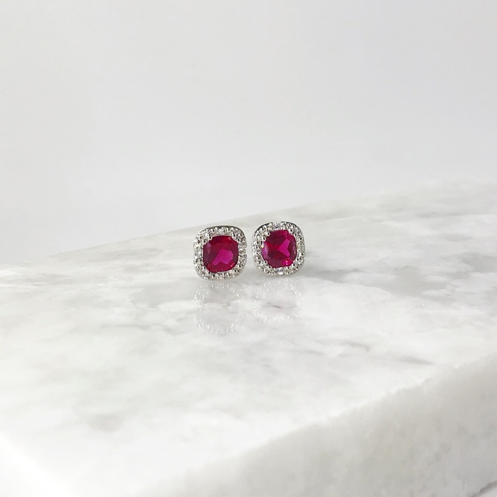 Ruby Sterling Silver Earrings